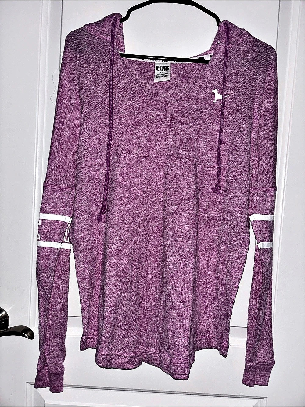 PINK Lightweight Long Sleeve Hooded Top in Purple/Pink